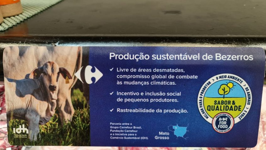 Deforestation free beef in Carrefour store in Sao Paulo