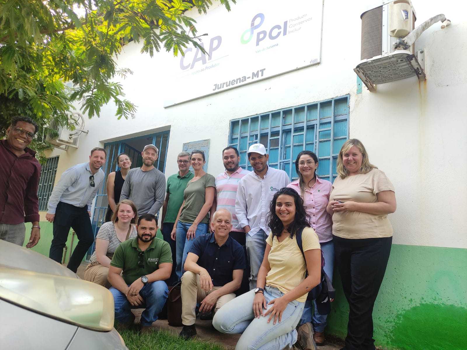 Delegation in front of the Producer Service Center, in Juruena,Mato Grosso, Brazil